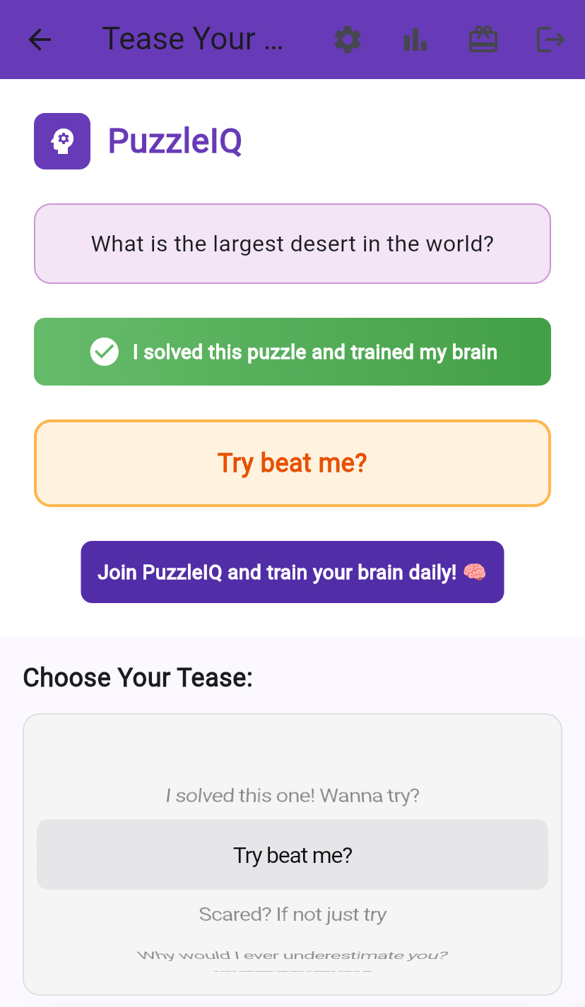 MyPuzzleIQ user stats and achievements